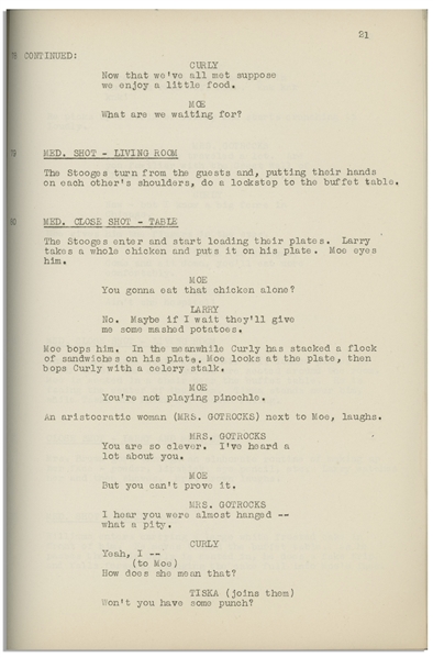 Moe Howard's 28pp. Script Dated April 1941 for The Three Stooges Film ''In the Sweet Pie and Pie'', With Working Title ''Well, I'll be Hanged!'' -- Very Good Condition